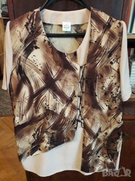 Дамска лятна блуза туника с къс ръкав L, XL, снимка 1