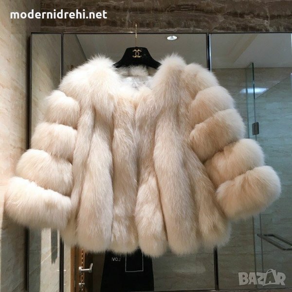 Дамско луксозно палто от лисица бяло , снимка 1