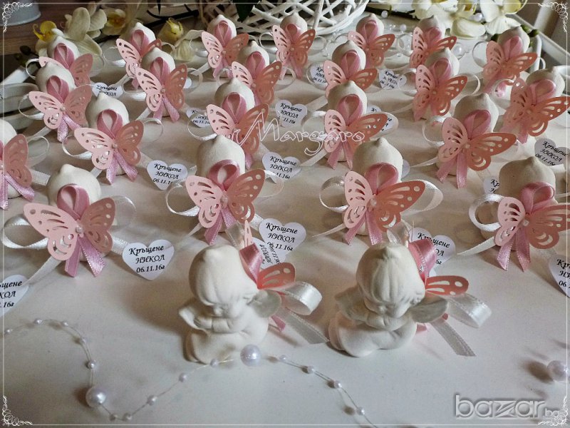 Ангелчета - подаръчета за кръщенев розово, снимка 1