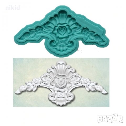 ОР43 орнамент с роза силиконов молд форма декорация торта фондан шоколад и др