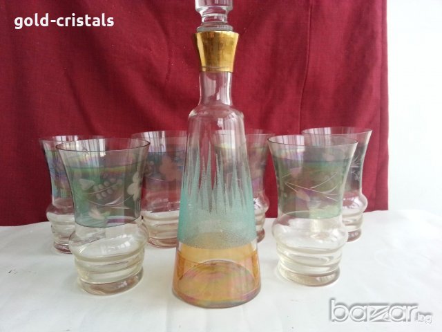 Ретро стъклени чаши и гарафа  , снимка 5 - Антикварни и старинни предмети - 19925783