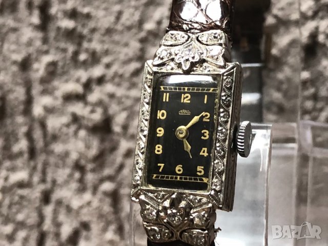 Платина с диаманти изящен дамски часовник, снимка 5 - Дамски - 24861048