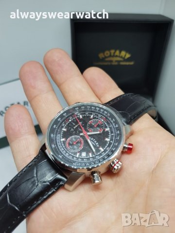 Rotary Aviator Chrono - Red / чисто нов часовник Ротари Авиатор - 2 бр. каишки / 100% оригинален, снимка 17 - Мъжки - 22835212