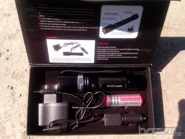 Промоция !!! Нов - Усилен Уникален фенер акум. 12 V – 220 V 150000w!!!, снимка 7 - Други - 6746203