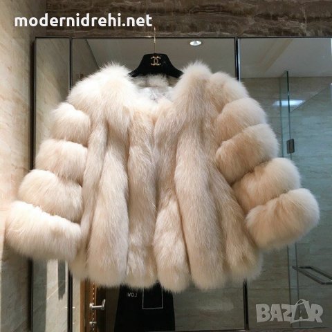 Дамско луксозно палто от лисица бяло , снимка 1 - Елеци - 23755462