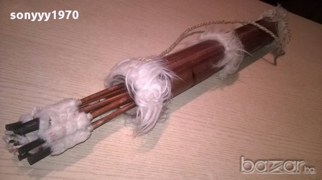 Стрели комплект с кобур от бамбук-58см-внос швеицария, снимка 5 - Антикварни и старинни предмети - 17103527