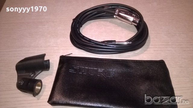 shure-кожен калъф+кабел с жак/букса+стоика за профи микрофон, снимка 3 - Микрофони - 20309878