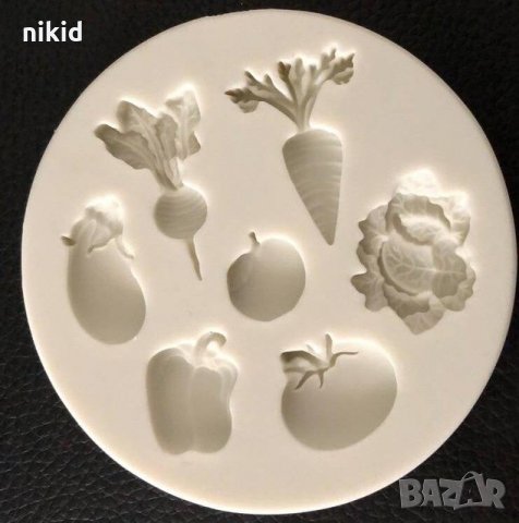 Зеленчуци морков ряпа зеле домат чушка малки силиконов молд за фондан украса торта декорация шоколад, снимка 2 - Форми - 22450172