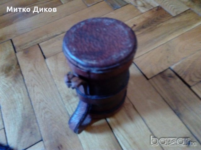 Кожена чашка за барбут-естествена кожа -висока с дръжка, снимка 4 - Шах и табла - 20389437