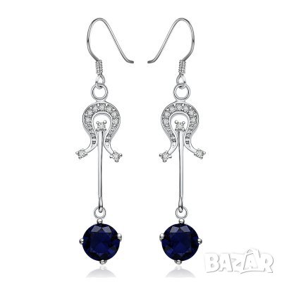 Обеци син кварц, снимка 2 - Обеци - 25427652