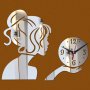 момиче дама с кок самозалепващ огледален стенен часовник уникален атрактивен дизайн, снимка 1 - Стенни часовници - 17868409
