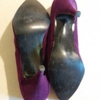 Дам.обувки-/изк.велур/-№38-цвят-тъм.лилави. Закупени от Италия., снимка 10 - Дамски обувки на ток - 22385893