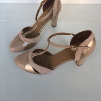 Естествена кожа бежови обувки mint&berry номер 39, снимка 3 - Дамски обувки на ток - 24785660