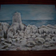 "Зимен бряг" картина на худ. Десислава Илиева, снимка 4 - Картини - 17155344