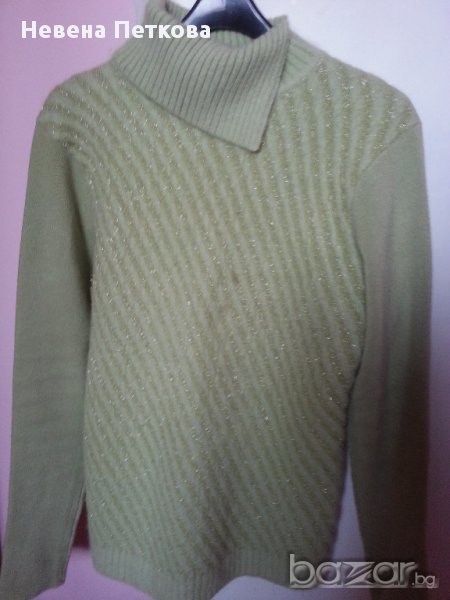 Дамски вълнен пуловер цвят резидав, снимка 1