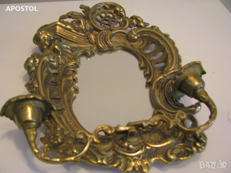 огледало бронзово 2бр свещник, снимка 1