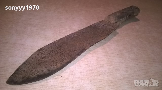 стар нож-антика-40х7см-метален с дървена дръжка, снимка 4 - Колекции - 26171384