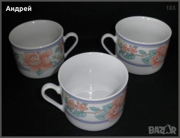 Комплект порцеланови чаши за чай/кафе,с красива инкрустация, снимка 2 - Чаши - 23116940