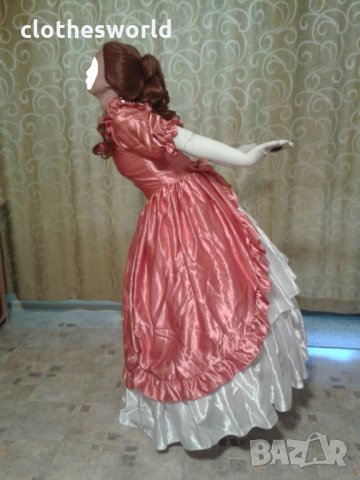 Бална рокля във викториански стил в розово и бяло, снимка 15 - Рокли - 11690524
