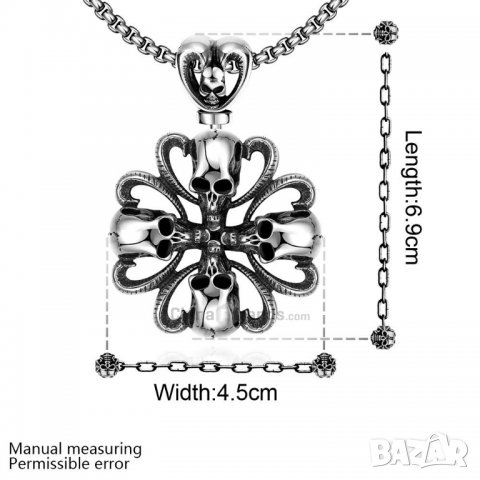 Рокерски медальон, колие от титаниева стомана , снимка 5 - Колиета, медальони, синджири - 25184000