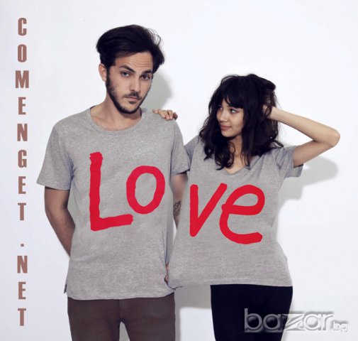 За ВЛЮБЕНИ! Дизайнерски LOVE тениски в цвят по избор! Или Поръчай модел с ТВОЯ идея!