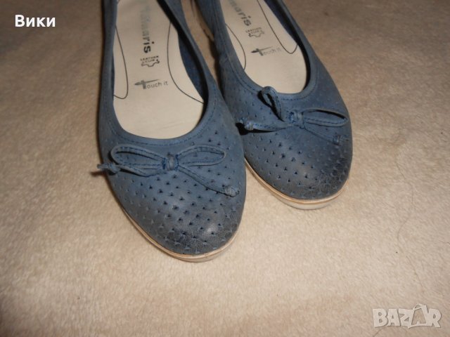 Кожени балеринки в синьо  Tamaris, снимка 3 - Дамски ежедневни обувки - 23039094
