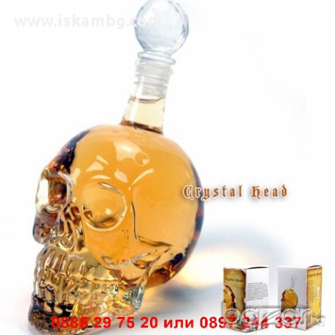 Стъклена бутилка "ЧЕРЕП" 550мл. - код 21119, снимка 7 - Чаши - 12258987