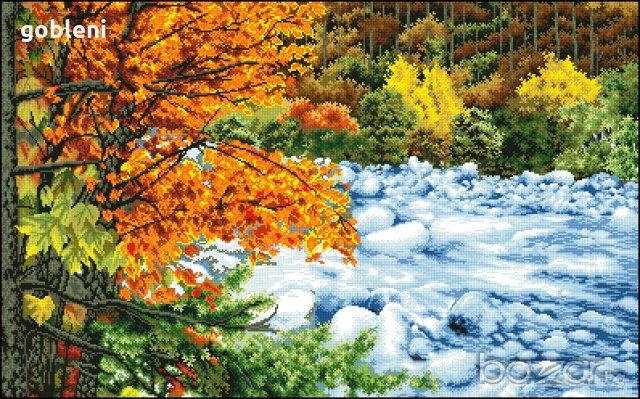 гоблен „КРАЙ РЕКАТА“ Д45-размери/44-28/см.; 39цвята – 48лв., снимка 2 - Гоблени - 21085269