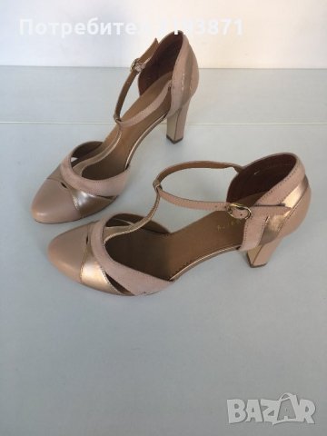 Естествена кожа бежови обувки mint&berry номер 39, снимка 3 - Дамски обувки на ток - 24785660