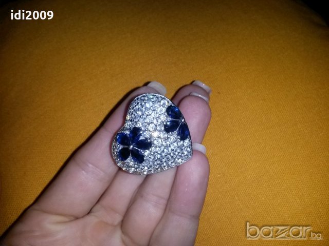 Сребърен масивен пръстен -сърце, снимка 4 - Пръстени - 19212487