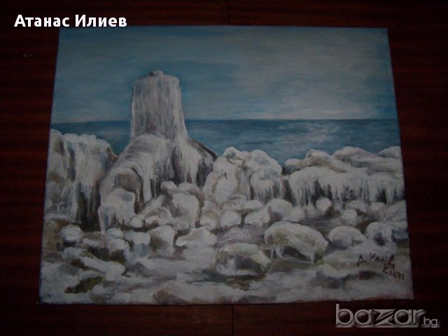 "Зимен бряг" картина на худ. Десислава Илиева, снимка 4 - Картини - 17155344