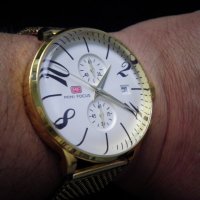 Мъжки позлатен часовник хронограф, снимка 2 - Мъжки - 21596642
