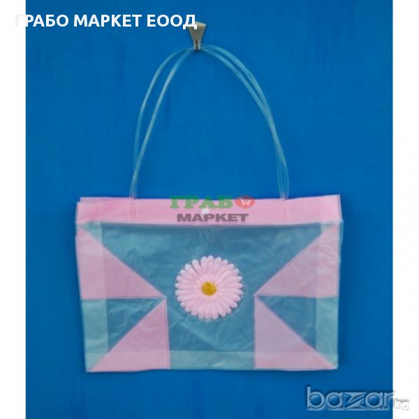 Лятна чанта PVC с декоративно цвете, снимка 1