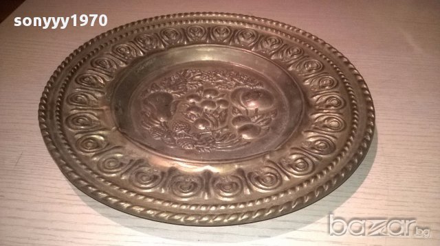 Голяма релефна чиния за стена-мед/месинг 32см-внос швеицария, снимка 7 - Антикварни и старинни предмети - 13397132