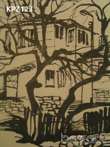 Картина "Селски пейзаж с църква", снимка 2 - Картини - 18264931