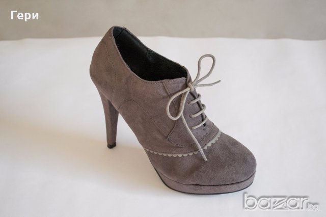 Сиви дамски обувки с платформа и ток Furiezza, снимка 2 - Дамски обувки на ток - 18441738