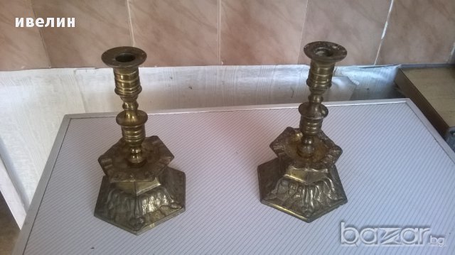 два масивни бронзови свещника, снимка 4 - Антикварни и старинни предмети - 12578277