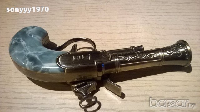 F-101 пистолет/запалка с седефена дръжка-18/10см-внос швеицария, снимка 2 - Антикварни и старинни предмети - 13744320