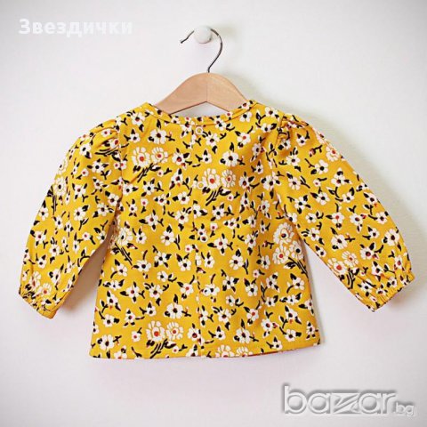 Блузка в жълто на цветчета - 86/92см./10681/, снимка 2 - Бебешки блузки - 17066266