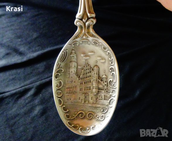 Калаена лъжица от 1991 г.,гравиран замък,калаена сватба., снимка 2 - Антикварни и старинни предмети - 25108111