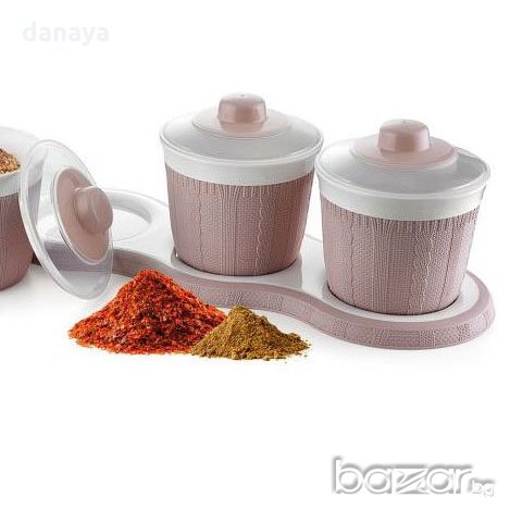 Пластмасови буркани за подправки и сухи храни комплект кутии с поставка, снимка 3 - Органайзери - 21364192