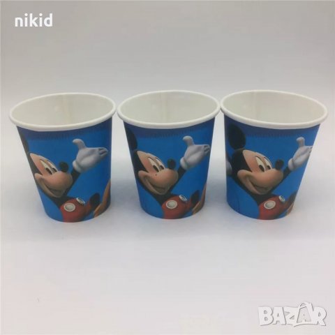 Мики Маус сини 10 бр картонени чаши парти рожден ден, снимка 1 - Чаши - 19433327