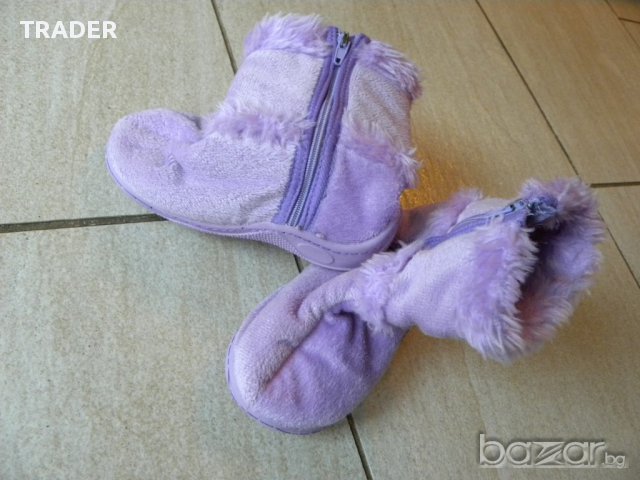 Детски лилави пантофи, тип ботуш, размер 23, стелка 14см , снимка 2 - Бебешки обувки - 13331451