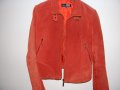 Дамско червено яке естествен велур, снимка 2
