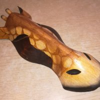 дървена маска-31х12х6см-жираф-внос швеицария, снимка 1 - Колекции - 20984790