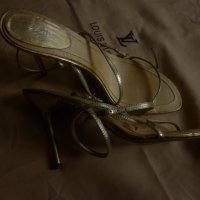 Страхотни сатенени сандали в цвят злато , снимка 5 - Сандали - 19099102