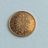 Златна Монета Deutsches Reich 1877 5 Mark Freie und Hansestadt Hamburg  , снимка 12 - Нумизматика и бонистика - 19510382