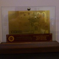Подаръци 100 евро златни банкноти със сертификат, снимка 3 - Нумизматика и бонистика - 8375283