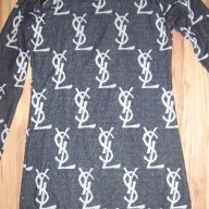 дамска блузка-туника с кожени ръкави на YSL реплика-размер- Л - Хл, снимка 5 - Туники - 8801593