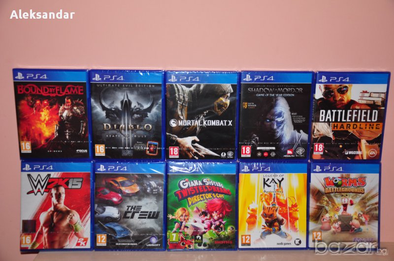 Нови ps4,WWE,Diablo,Battlefield,Kay,crew,bound,Giana,mordor,Mortal,worms,killzone, снимка 1
